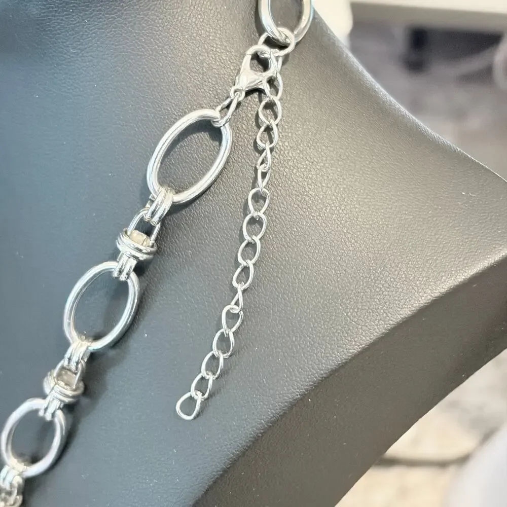 Coach Silver Hang Tag Pendant Necklace w/Red Leather Fob Silver Chain 18 Inch - Picture 9 of 9